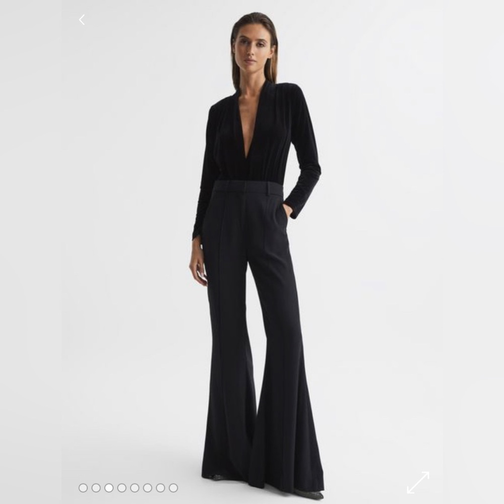 Missguided Black Velvet Plunge Neck Long-sleeve Collared Tuxedo Bodysuit